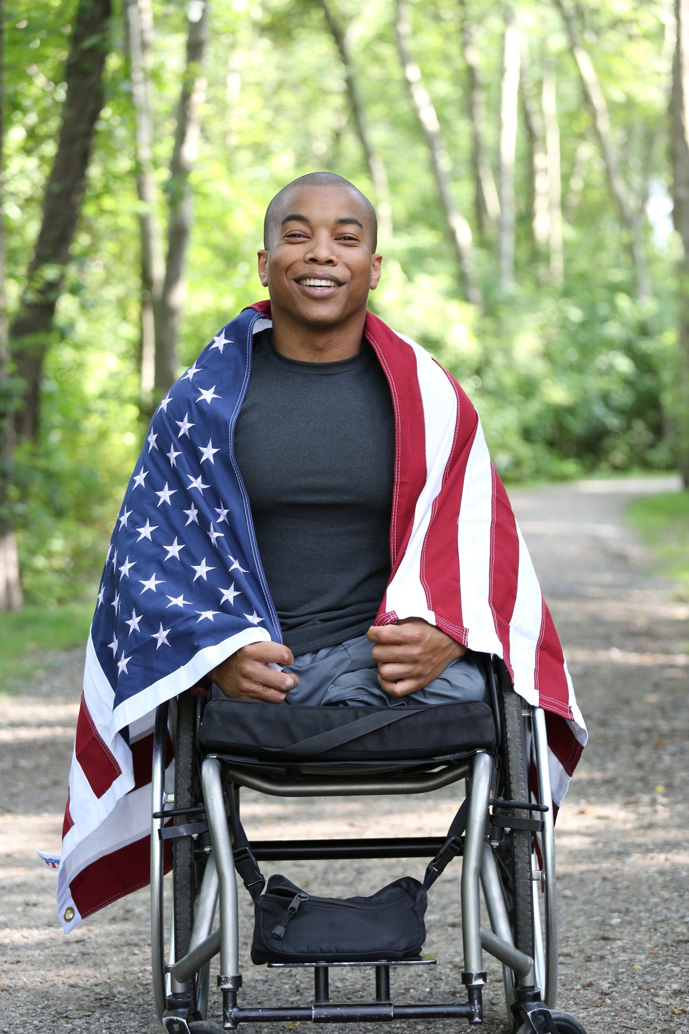 amputee with american flag
